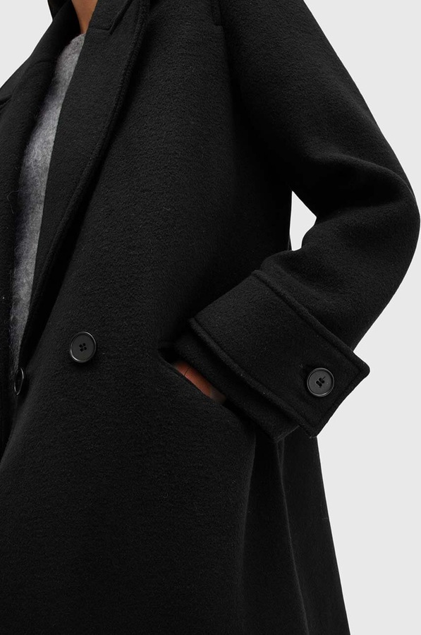 Пальто з домішкою вовни AllSaints MABEL COAT колір чорний фото 4