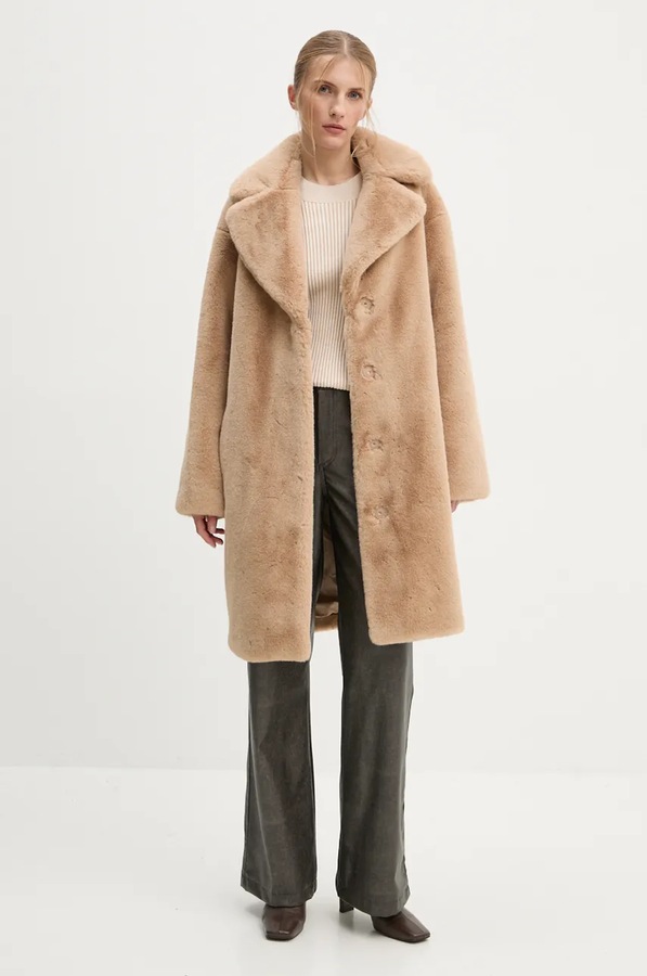 Пальто зі штучного хутра жіноче Stand Studio Camille Cocoon Coat колір бежевий