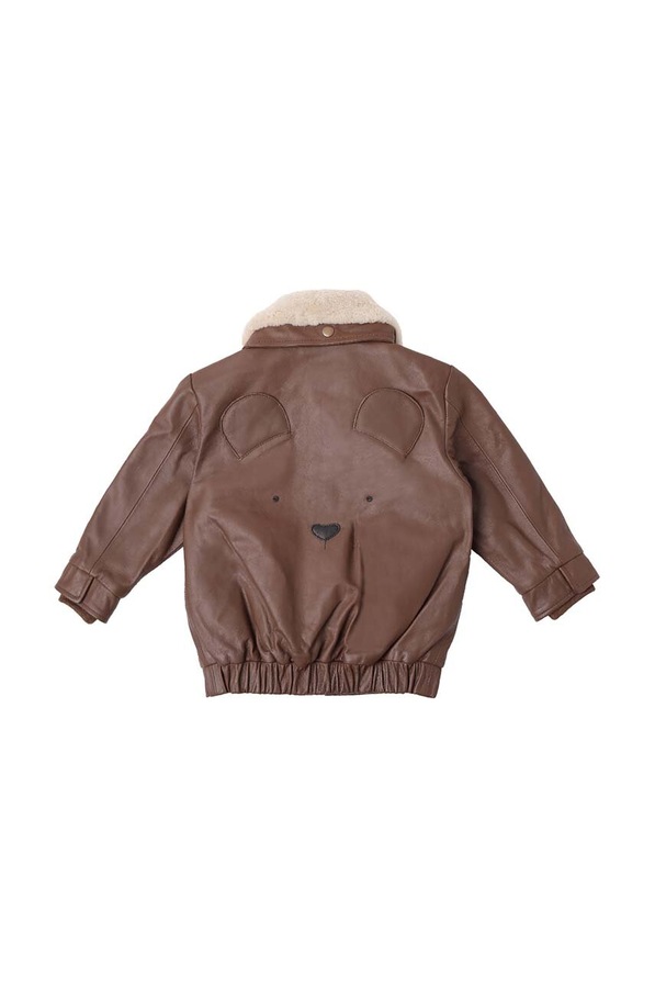 Детская кожаная куртка-бомбер Donsje Yuki Leather Jacket Bear цвет коричневый фото 2