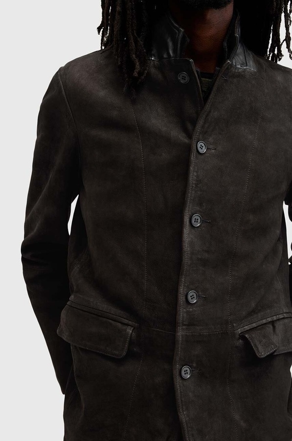 Шкіряна куртка AllSaints SURVEY LTHR BLAZER колір сірий фото 2