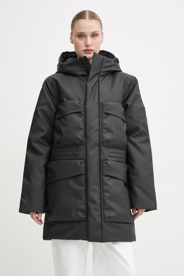 Куртка Rains Askim Long Insulated Cargo Jacket W3T4 колір чорний фото 2