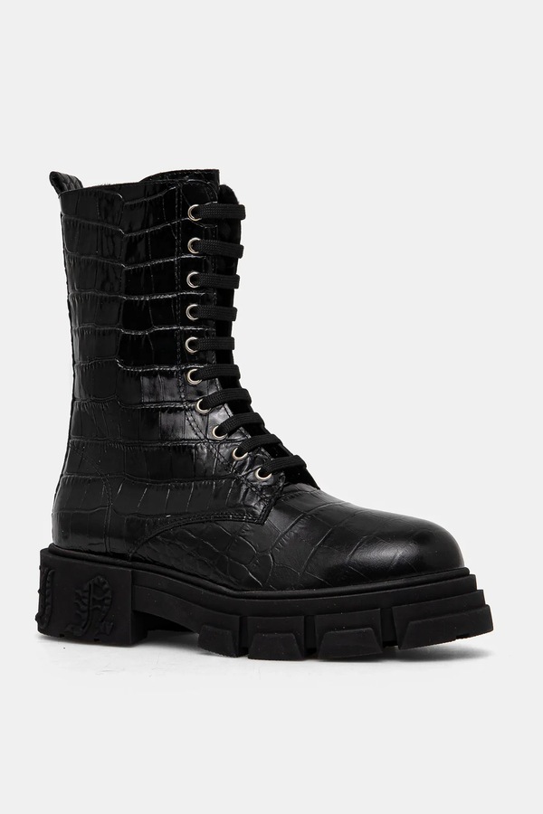 Шкіряні черевики Philipp Plein Croco Gothic колір чорний