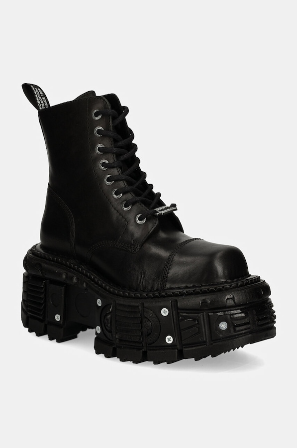 Шкіряні черевики New Rock CRUST NEGRO IMPERFECT TANK NEGRO TORNILLOS колір чорний