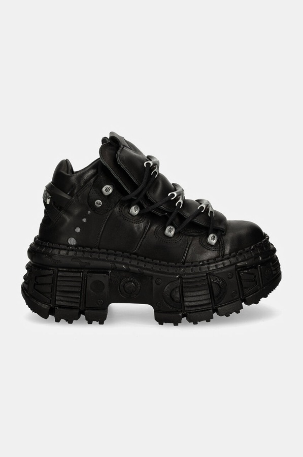 Кожаные кроссовки New Rock CRUST NEGRO + TANK CASCO NEGRO цвет черный