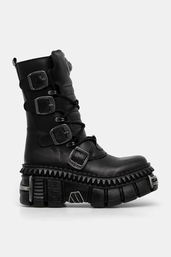 Кожаные ботинки New Rock ITALI NEGRO NOMADA + TOWER CASCO + ACERO PICOS цвет черный