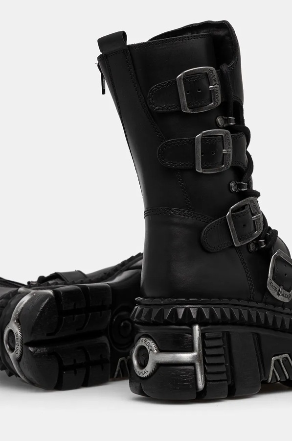 Шкіряні черевики New Rock ITALI NEGRO NOMADA + TOWER CASCO + ACERO PICOS колір чорний фото 4