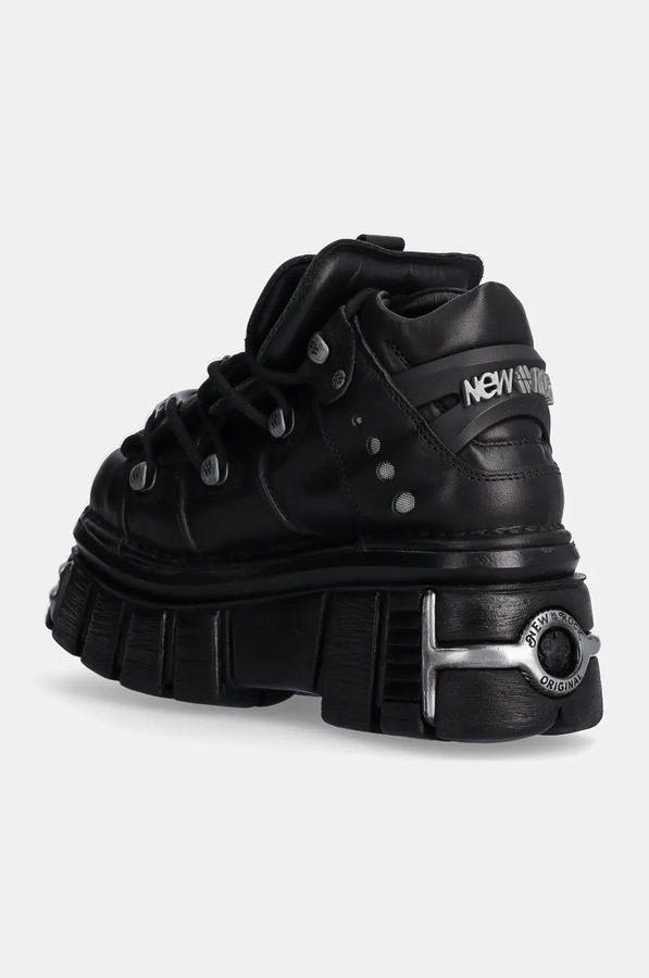 Шкіряні кросівки New Rock Nomada Negro + Tower Negro Lateral E14 Acero колір чорний фото 2