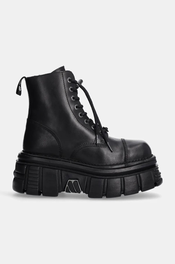 Шкіряні черевики New Rock Nomada Negro + Tower Negro Lateral E-14 колір чорний
