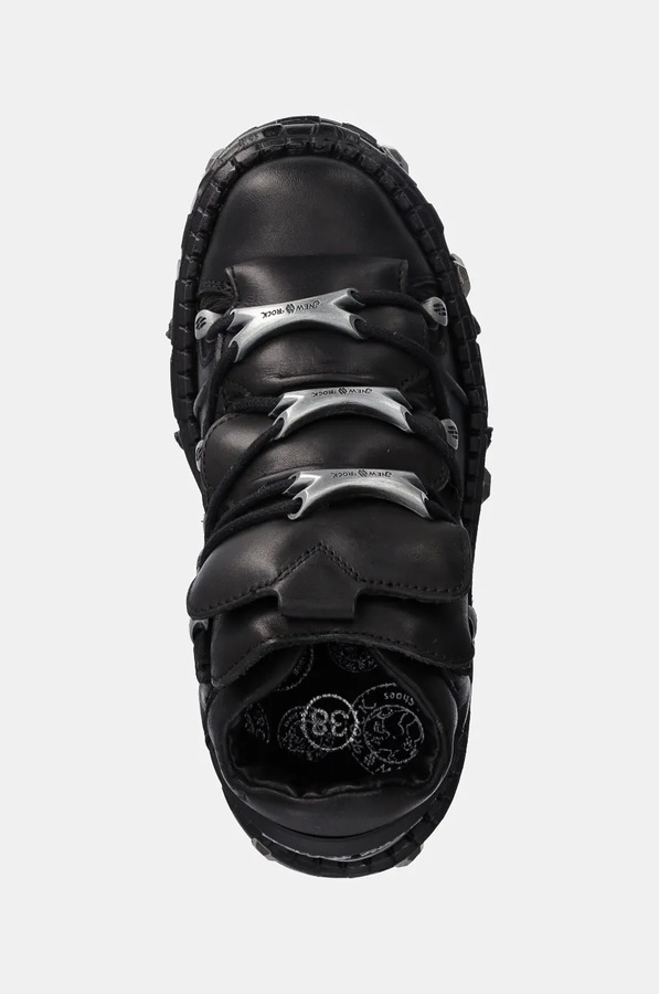 Шкіряні кросівки New Rock Crust Negro + Tank Casco Negro колір чорний фото 4