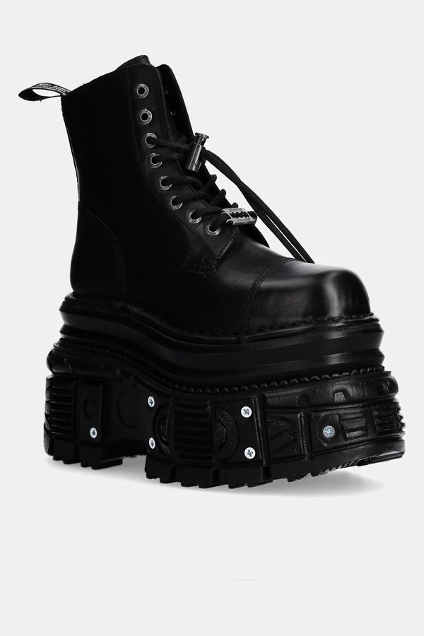 Шкіряні черевики New Rock CRUST NEGRO + TANK NEGRO TORNILLOS E-34 колір чорний