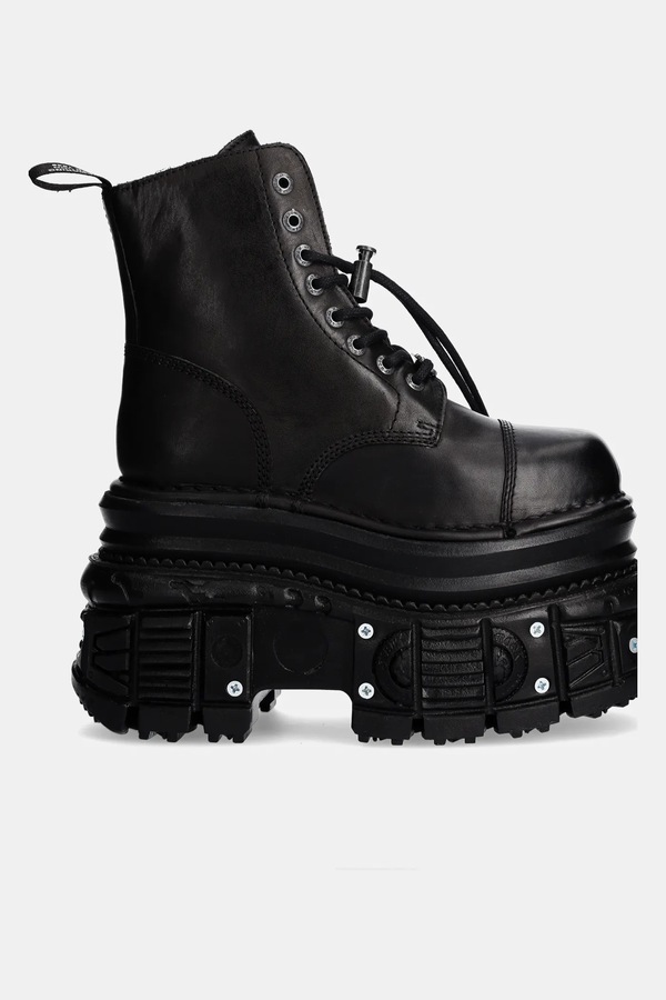 Шкіряні черевики New Rock CRUST NEGRO + TANK NEGRO TORNILLOS E-34 колір чорний фото 2
