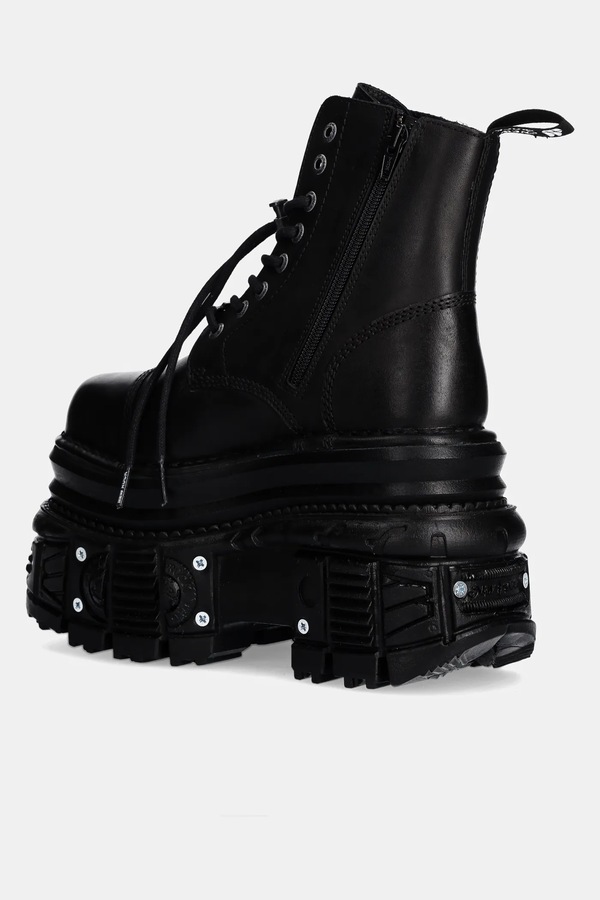 Шкіряні черевики New Rock CRUST NEGRO + TANK NEGRO TORNILLOS E-34 колір чорний фото 3