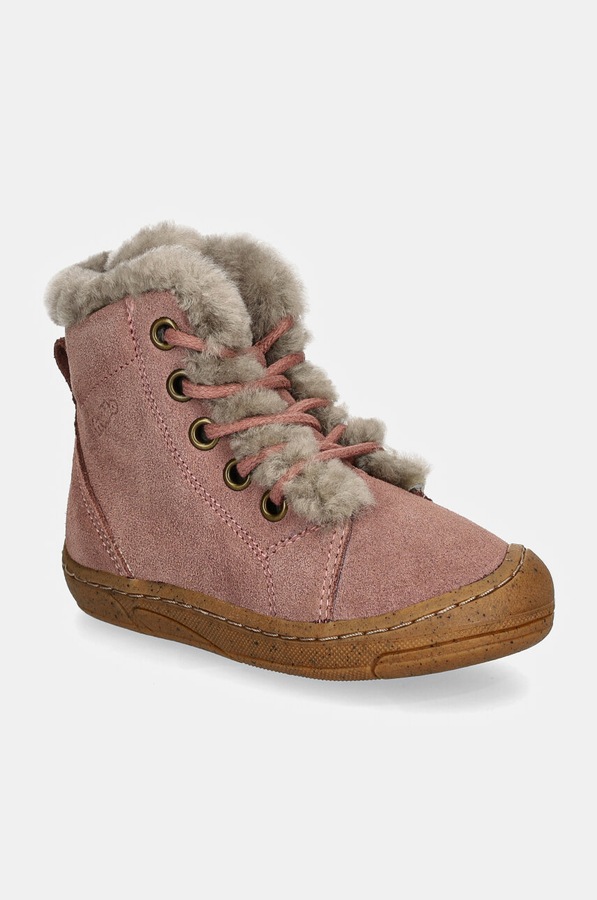 Дитячі замшеві зимові черевики Froddo MINNI SUEDE LACES колір рожевий