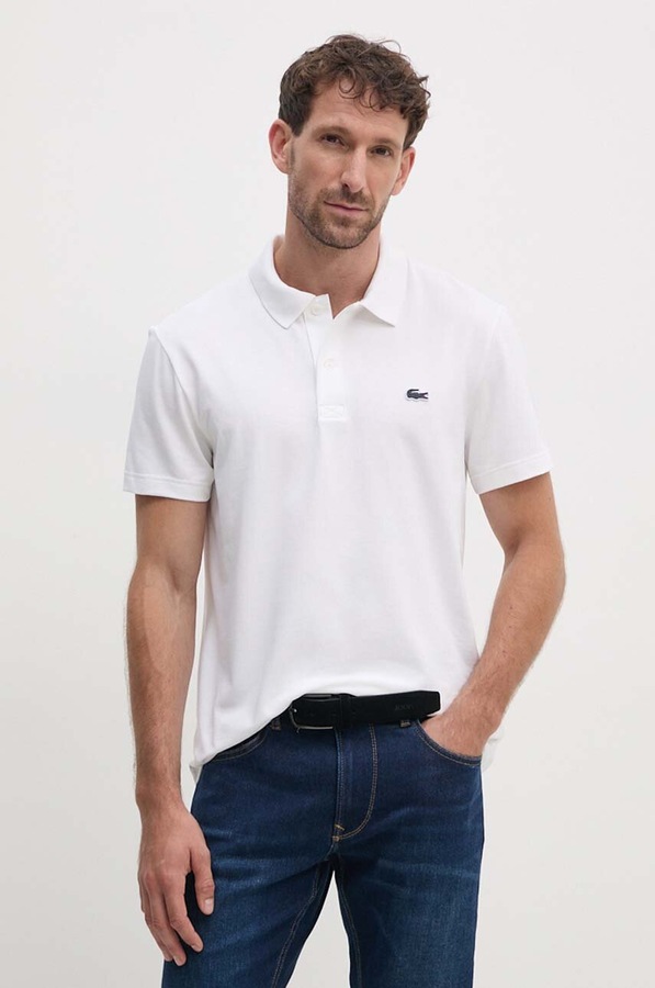Поло чоловіче з бавовною Lacoste колір бежевий