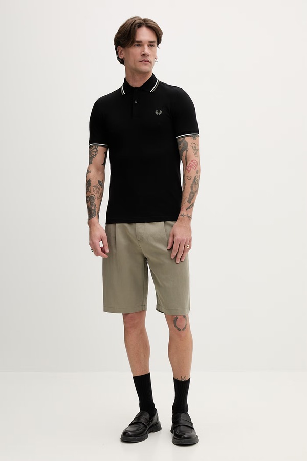 Бавовняне поло Fred Perry The Twin Tipped Shirt колір чорний