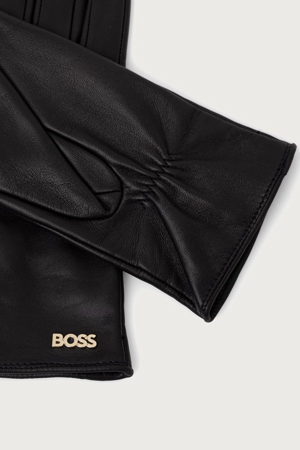Рукавиці жіночі шкіряні BOSS Gueen-ME колір чорний