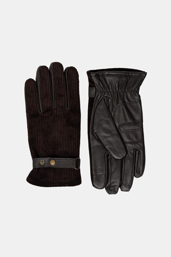 Кожаные перчатки Barbour цвет коричневый фото 2