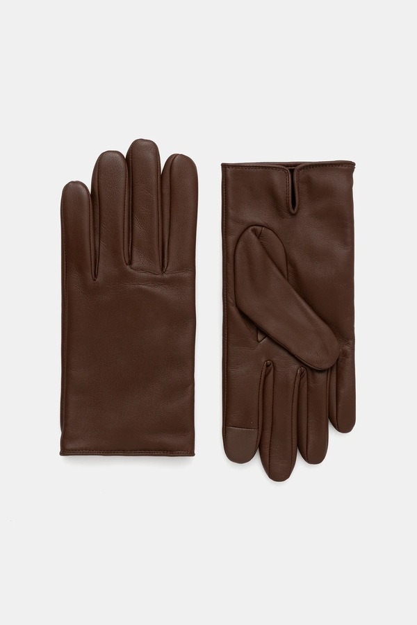 Шкіряні рукавички BOSS Orange Glove колір чорний