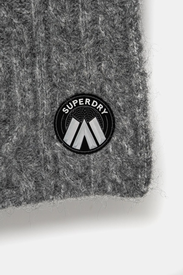 Шарф з вовною Superdry колір сірий