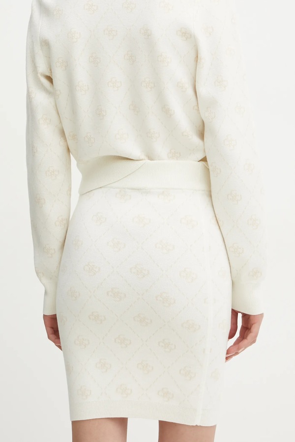 Юбка с примесью шерсти Guess SARAH цвет бежевый фото 2