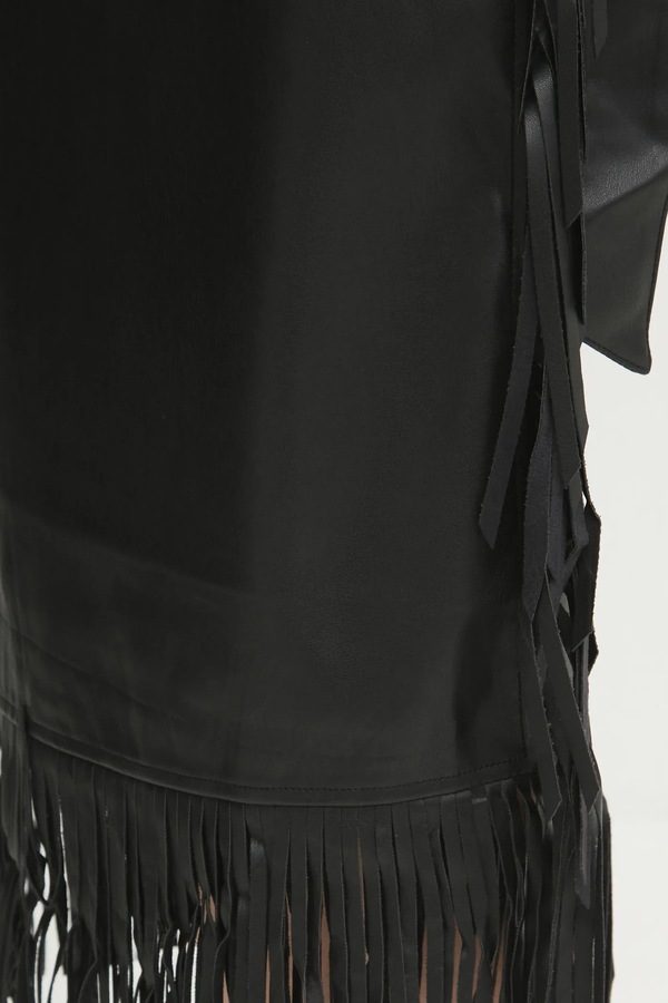 Шкіряна спідниця Never Fully Dressed Vegan Leather Fringe Jaspre колір чорний фото 4
