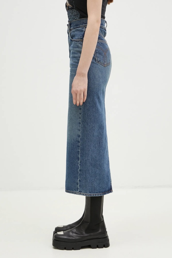 Джинсовая хлопковая юбка Fiorucci Denim Midi цвет синий