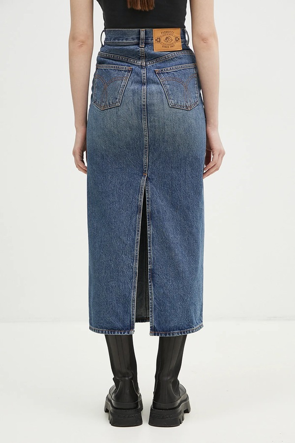 Джинсовая хлопковая юбка Fiorucci Denim Midi цвет синий фото 2