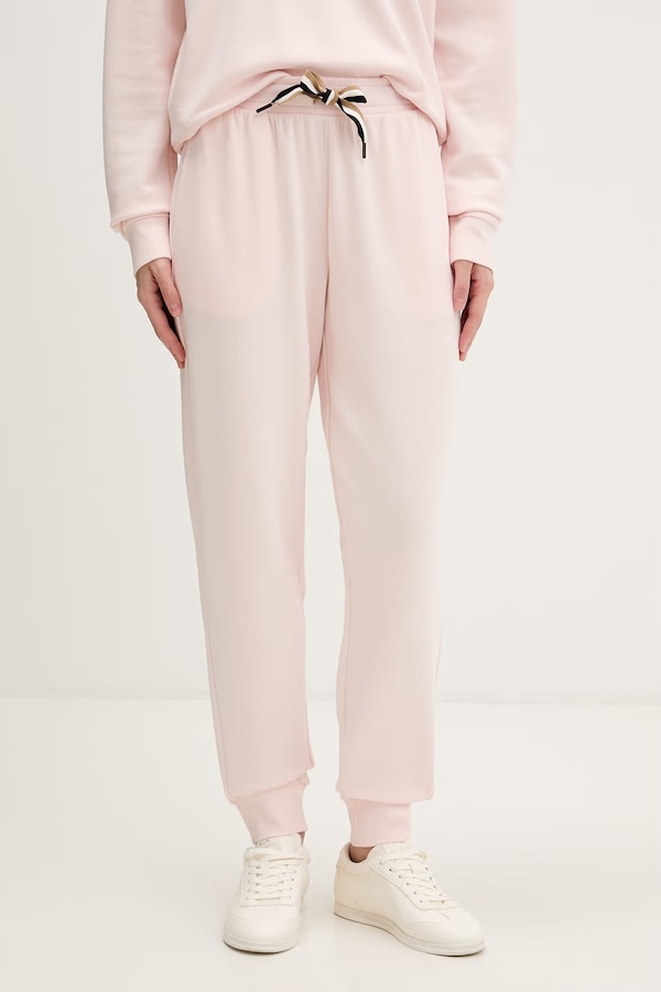 Штани loungwear жіночі BOSS CP Stripe Pants Cuff колір рожевий