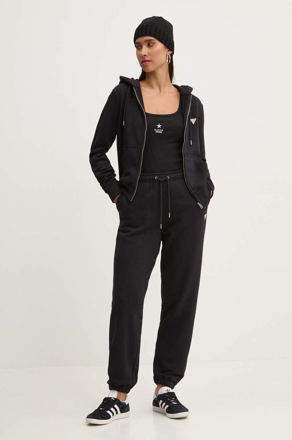 Спортивные брюки женские с хлопком Guess Jeans цвет черный