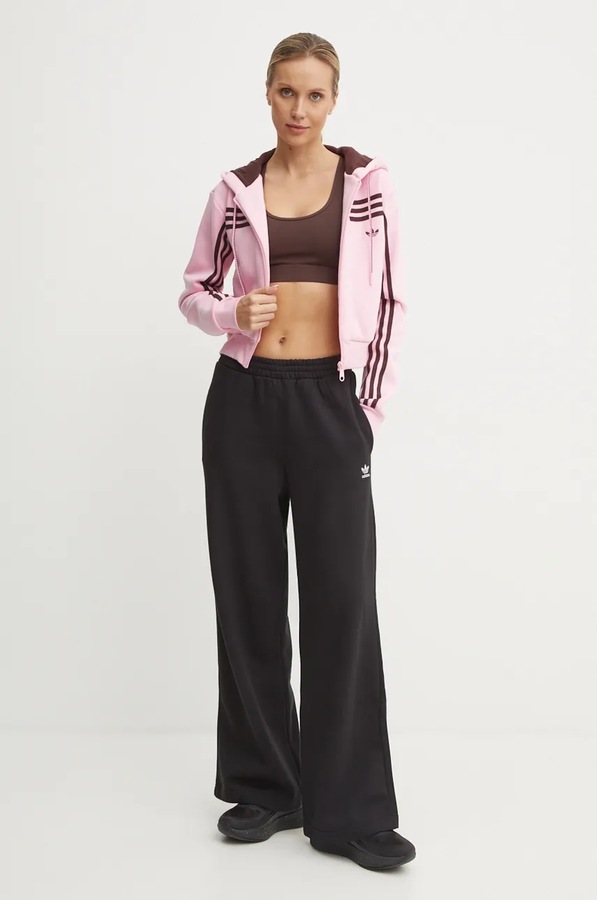 Спортивні штани adidas Originals Femme Galore Wideleg Fleece Pants колір чорний