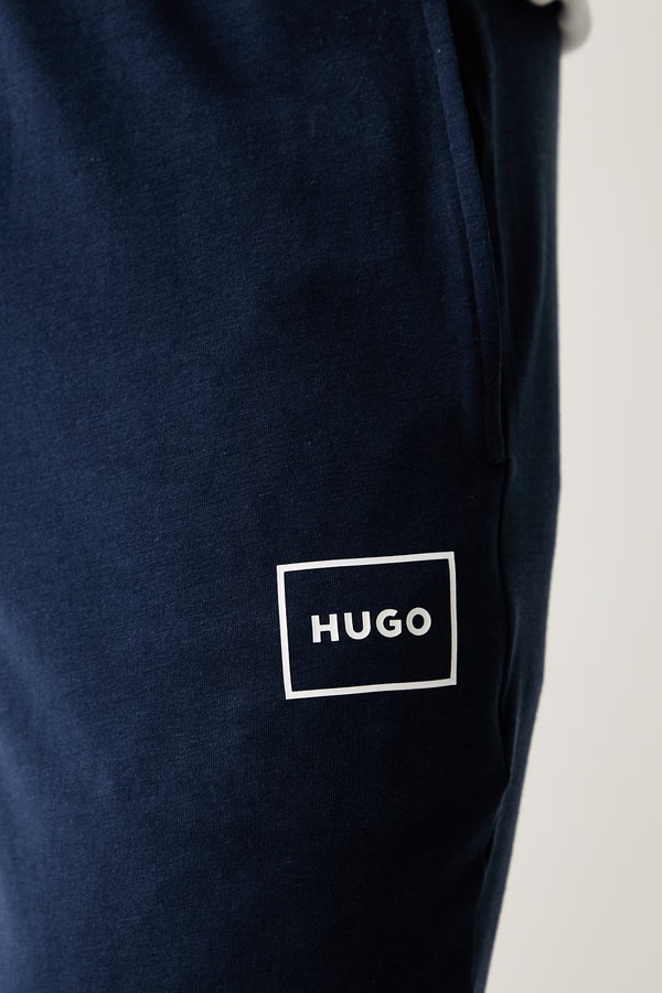 Штани loungwear чоловічі бавовняні з еластаном HUGO Laze Pants CW колір темно-синій фото 4