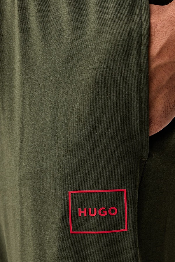 Штани loungwear чоловічі бавовняні з еластаном HUGO Laze Pants CW колір зелений фото 4