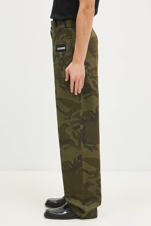 Хлопковые брюки Aries Camo Walking Trouser цвет зеленый