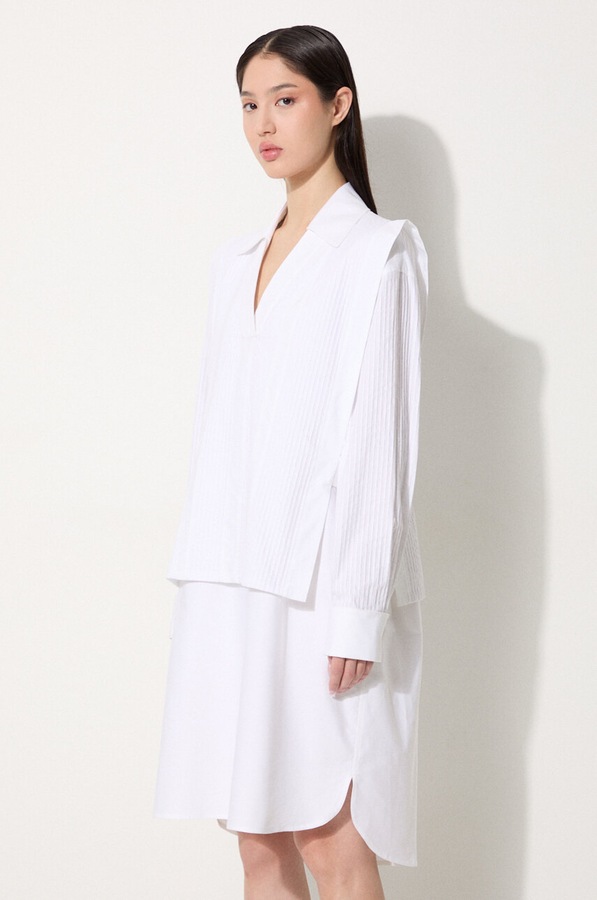 Бавовняна сукня Kenzo Oxford Knee Shirting Dress колір білий фото 4