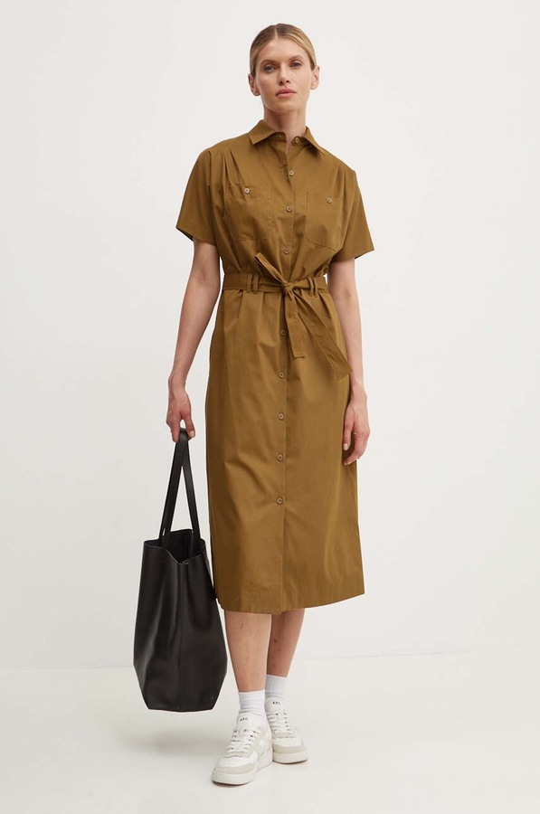 Бавовняна сукня A.P.C. robe new drew колір зелений фото 2