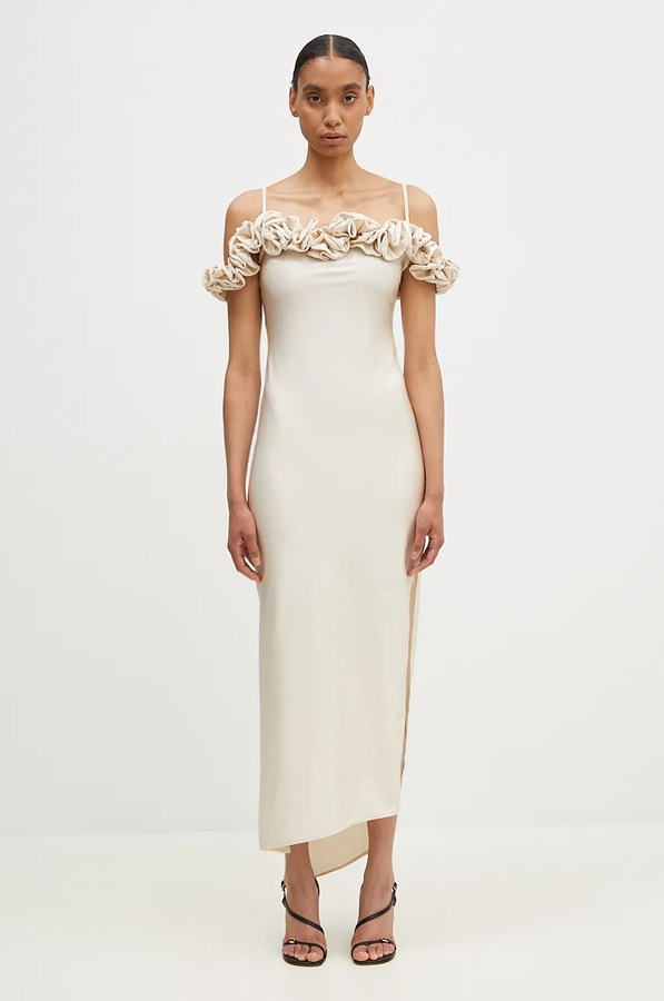 Платье coperni Ruffle Dress цвет бежевый