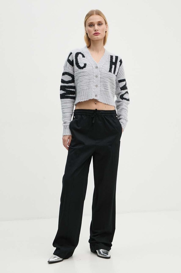 Кардиган с примесью шерсти Moschino Jeans цвет серый