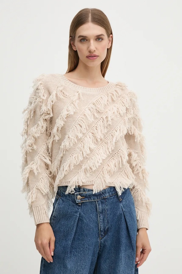 Светр з домішкою вовни OUI колір бежевий