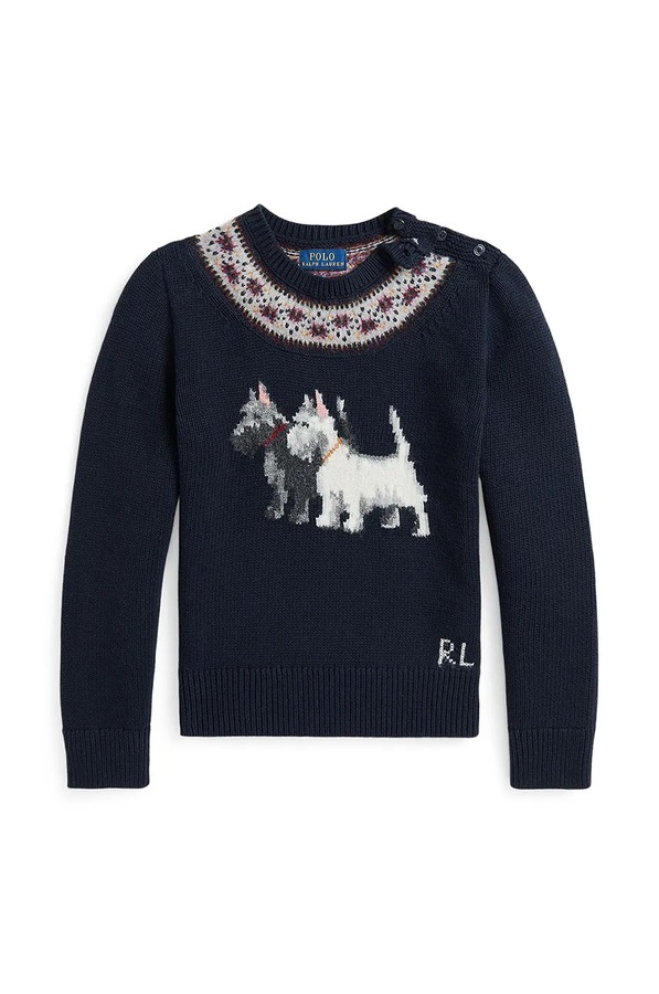 Дитячий бавовняний светр Polo Ralph Lauren колір синій фото 2
