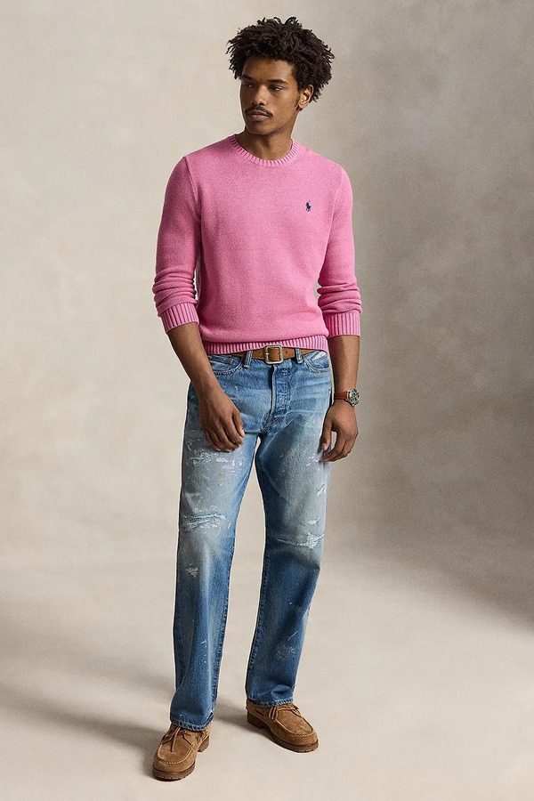 Светр чоловічий бавовняний Polo Ralph Lauren колір рожевий фото 2
