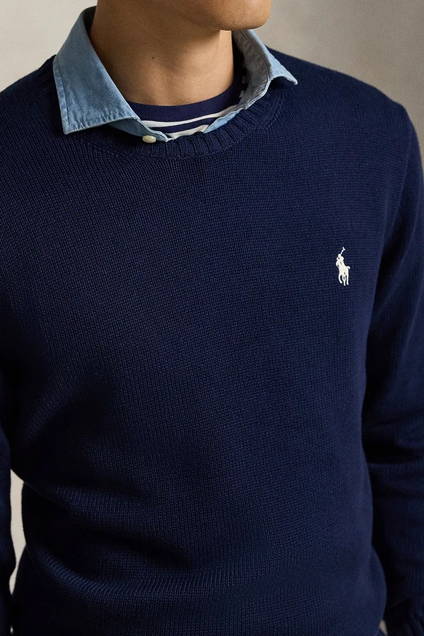 Светр чоловічий бавовняний Polo Ralph Lauren колір темно-синій фото 4