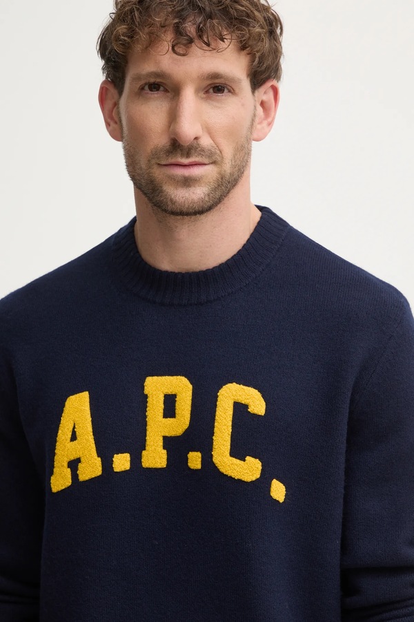 Вовняний светр A.P.C. pull joshua колір синій фото 4