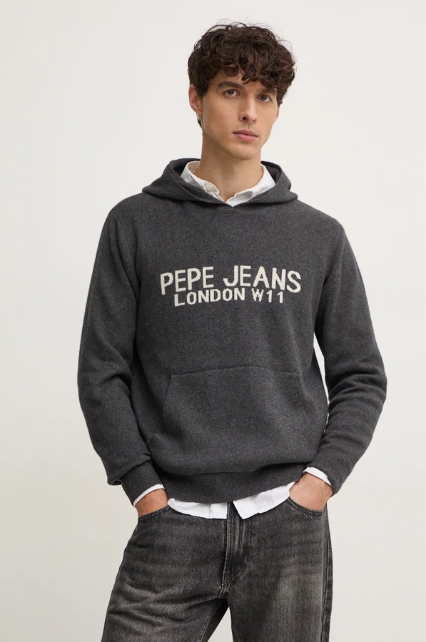 Светр з домішкою вовни Pepe Jeans CARSON колір сірий