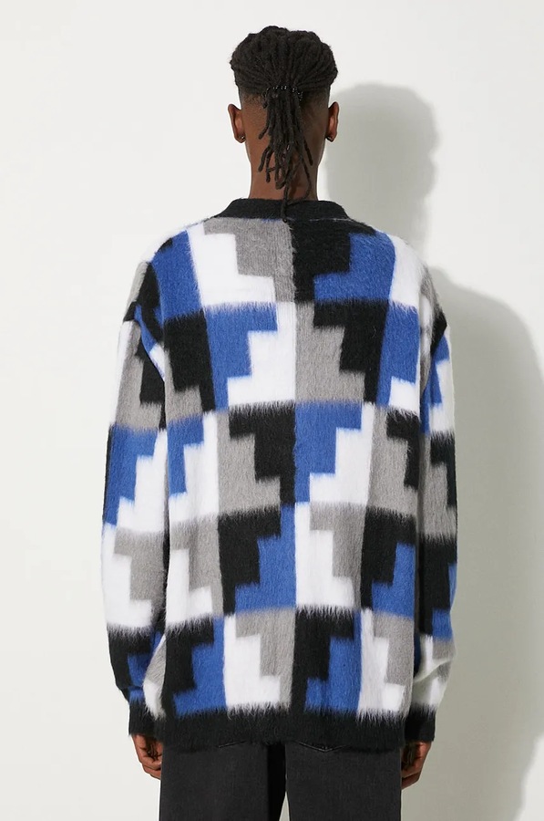 Кардиган з домішкою вовни Marcelo Burlon AOP Damier Cross Knit Cardigan колір сірий фото 2