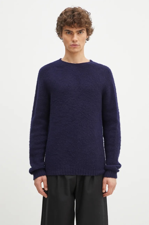 Вовняний светр Norse Projects Birnir Brushed Lambswool колір синій