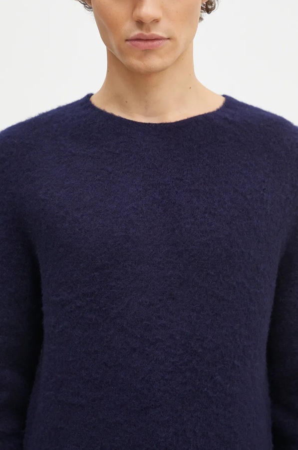 Вовняний светр Norse Projects Birnir Brushed Lambswool колір синій фото 4