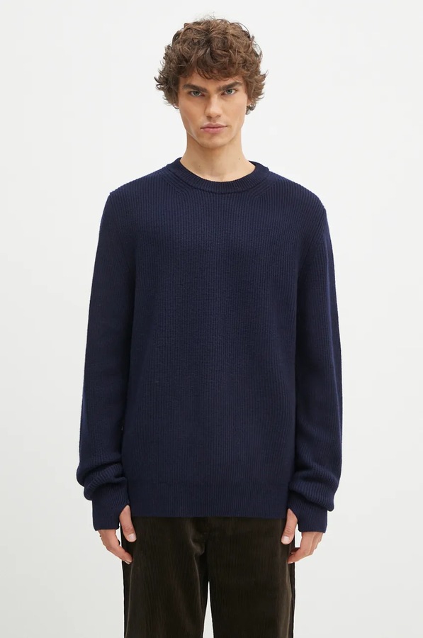 Вовняний светр Norse Projects Henning Merino Crew колір синій