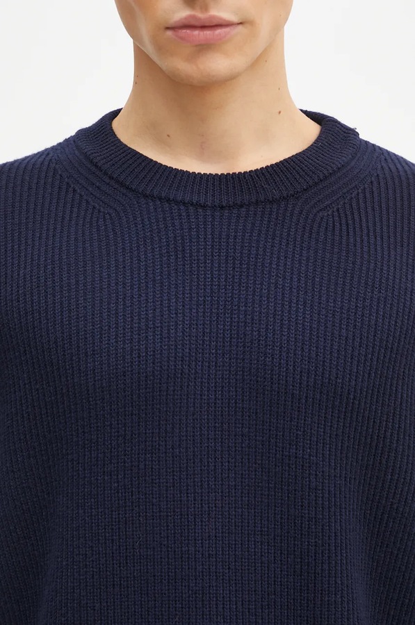 Вовняний светр Norse Projects Henning Merino Crew колір синій фото 4