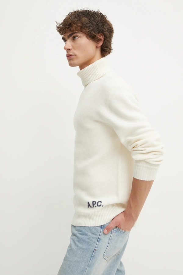 Вовняний светр A.P.C. pull walter колір бежевий