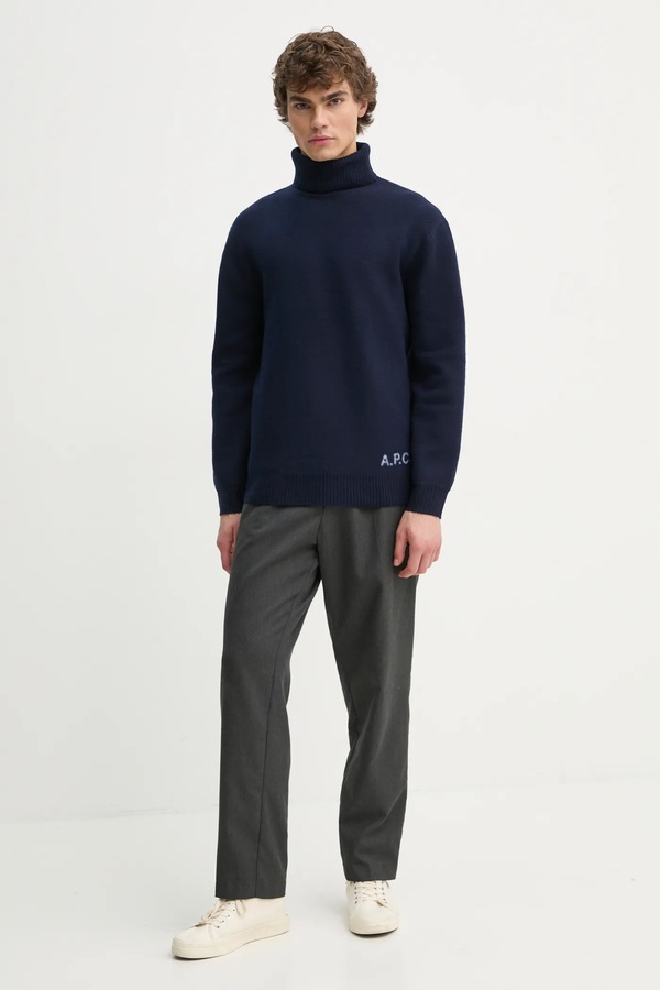 Вовняний светр A.P.C. pull walter колір синій